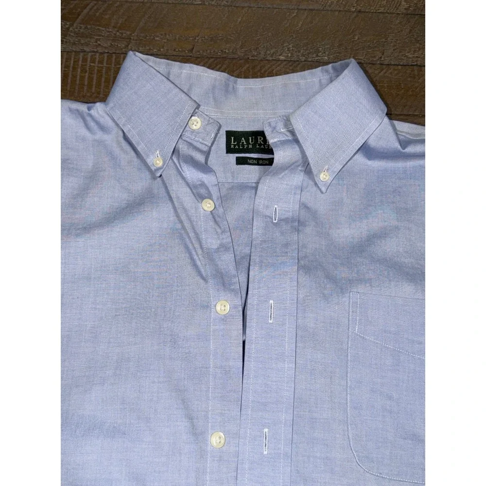 Lauren Ralph Lauren Button Down L 16.5 34/35 Blue Non Iron Cotton Shirt Preloved